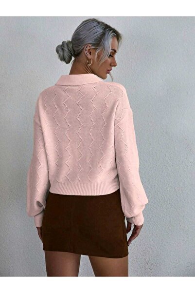 SAYZEN Stone Embroidered Shirt Collar Knitwear Sweater