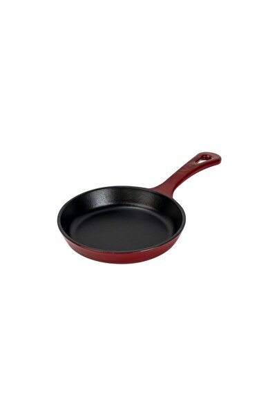 Lava Döküm Yuvarlak Kızartma Tavası Yekpare Saplı. Çap(Ø)16cm.-Bordo