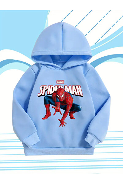 oneagılyazı Kışlık Kapüşonlu Sweatshirt, Çocuk Örümcek Adam Baskılı