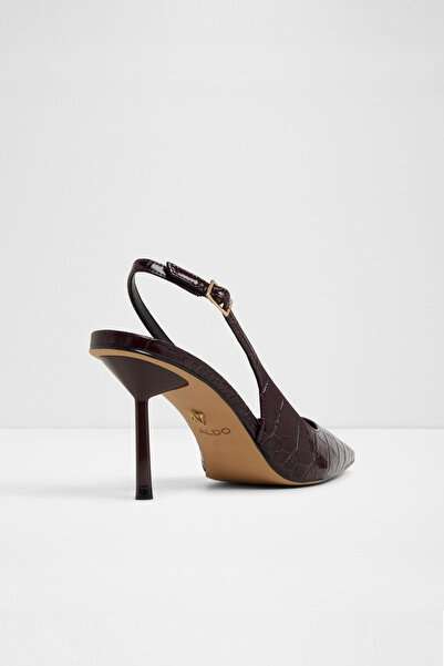 Aldo Women's Burgundy Thin Heeled Buckle Open Back Shoes