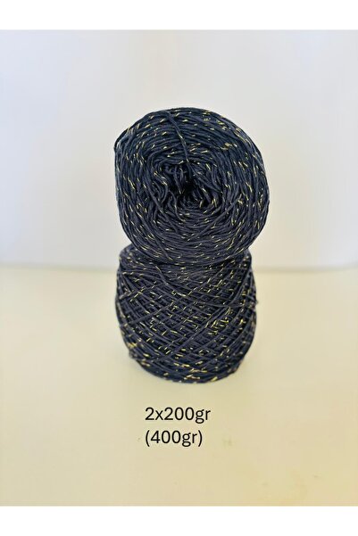 Ana&Kuzusu İplik Lacivert gold simli viskon bambu örgü ip 400gr