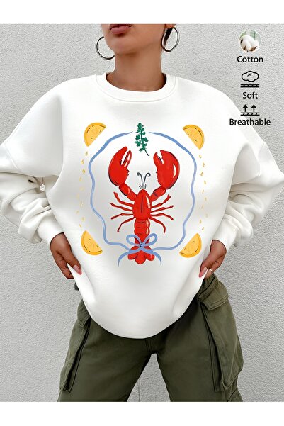 Aether سويت شيرت مطبوع بأكمام طويلة وقصة كبيرة الحجم