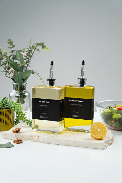 Tohana زجاجة زيت كتبية مزدوجة الزجاج سعة 500 مل فضية اللون