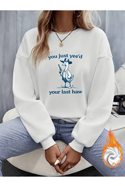 Jose Clothing سويت شيرت مطبوع بأكمام طويلة وقصة كبيرة الحجم