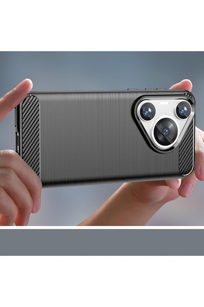 SKYDDAR INNOVATION Θήκη για Huawei Pura 70, Σιλικόνη άνθρακα, Λεπτή σιλικόνη, υφή ινών άνθρακα, σετ αυτοκόλλητων, Μπλε