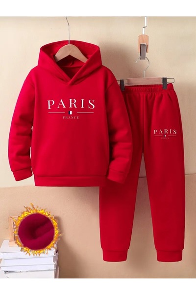 oneagılyazı طقم سويت شيرت وبنطلون رياضي من القطن بأكمام طويلة وقلنسوة وقصة فض...