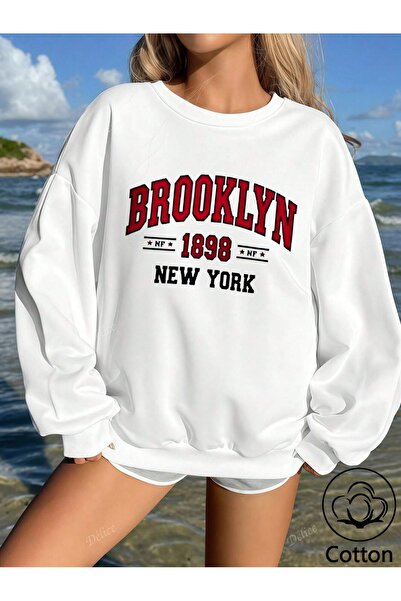 Aether سويت شيرت مطبوع بأكمام طويلة وقصة كبيرة الحجم