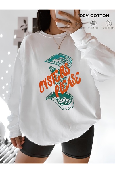 Aether سويت شيرت مطبوع بأكمام طويلة وقصة كبيرة الحجم