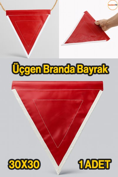 Badem10 30x30 Cm Kırmızı Üçgen Branda Flama Bayrak Araç Dayanıklı İş Güvenlik Uyarı İşaretleme Aksesuarı
