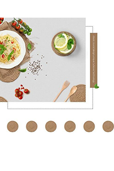 sfb Jüt 6 Piece Coasters Set Tableware Coffee Table Unit Decor Double Sided Heat and Moisture Resistant