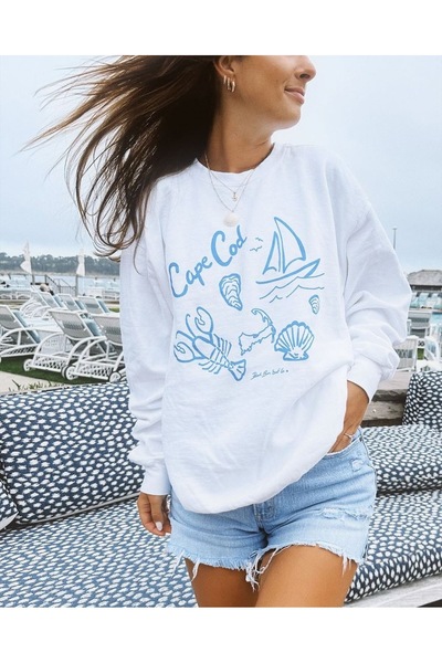 Aether سويت شيرت مطبوع بأكمام طويلة وقصة كبيرة الحجم