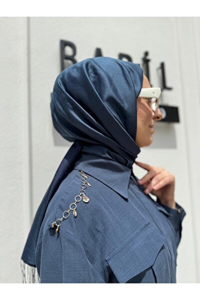 Venöve Women's Jumpsuit with Shoulder Chain Detail, Navy Blue