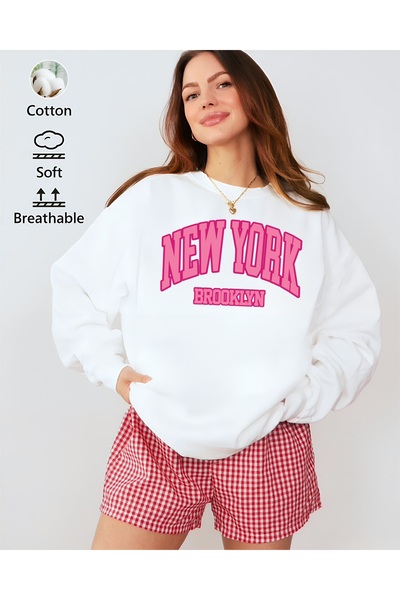 Jose Clothing سويت شيرت مطبوع بأكمام طويلة وقصة كبيرة الحجم