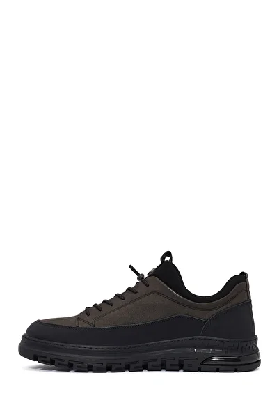 Derimod Men's Gray Lace-Up Nubuck Leather Casual Shoes 25Wfd6767V3