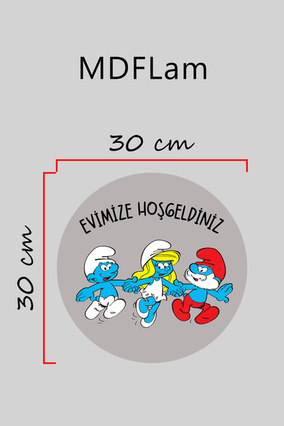 Dormot Digital Print Gray, Standard, Welcome to Our Smurfs Home Themed, Door Ornament, Wall Ornament
