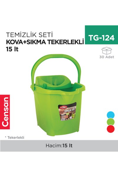 Genel Markalar TEMİZLİK SETİ KOVA+SIKMA TEKERLEKLİ 15 LT ORJİNAL