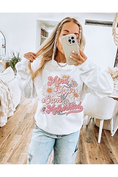 Aether سويت شيرت مطبوع بأكمام طويلة وقصة كبيرة الحجم