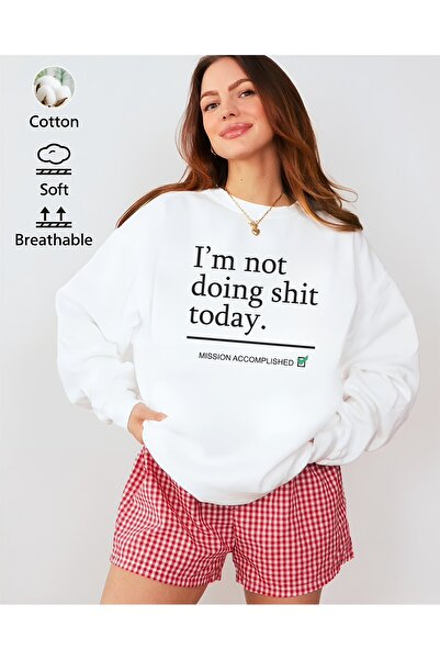 Aether سويت شيرت مطبوع بأكمام طويلة وقصة كبيرة الحجم