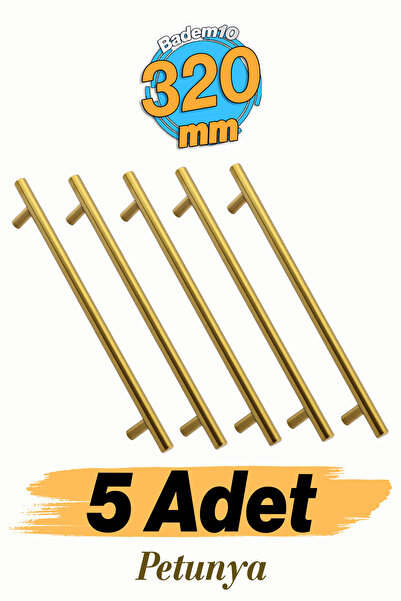 Badem10 Alteta Gold Altın 320 mm Metal Mobilya Kulp 5 ADET Mutfak Dolap Çekme...
