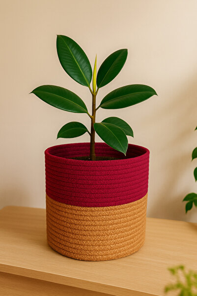 Efuliz Home Coș multifuncțional din iută și paie, coș decorativ pentru organizare, coș organizator pentru grădină. (Lățime: 20-Căptușeală: 15 cm)