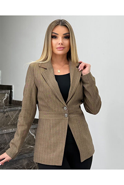 ATAŞ Kadın Çizgili Blazer Ceket - Modern ve Zamansız Stil