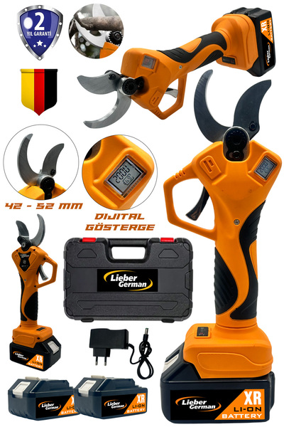 Lieber German 21Volt 4 Ah BL Motor Dijital Sayaçlı 42-52 Mm 2x Akülü Dal Buda...
