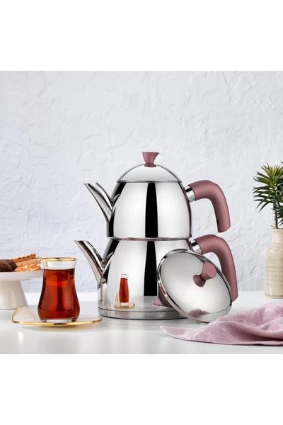 Schafer Alexa Family Size Steel Teapot Set 4 Pieces Rosegold