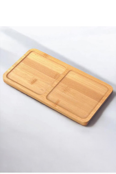 CMT DİKDÖRTGEN 2 BÖLMELİ AHŞAP BAMBU YAĞDANLIK ALTLIK & SUNUMLUK