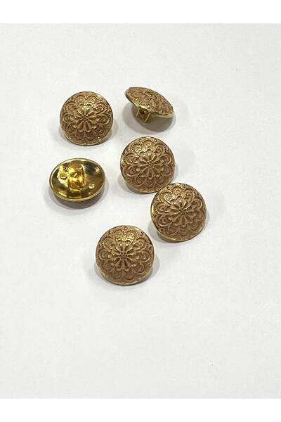 karantuhafiye Bombeli Antique Gold Floor / Metal Button / 1.8 cm / Set of 6 / (M03092)/ Milky Coffee