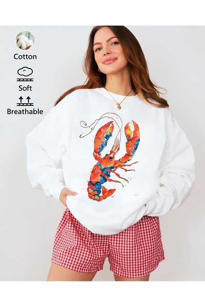 Jose Clothing سويت شيرت مطبوع بأكمام طويلة وقصة كبيرة الحجم