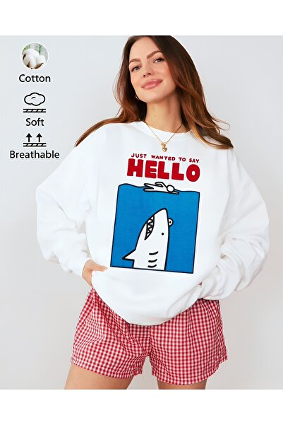 Aether سويت شيرت مطبوع بأكمام طويلة وقصة كبيرة الحجم