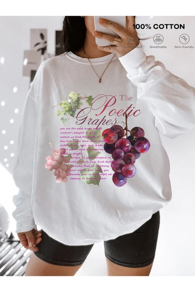 Jose Clothing سويت شيرت مطبوع بأكمام طويلة وقصة كبيرة الحجم