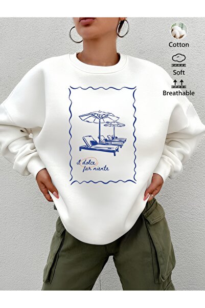 Aether سويت شيرت مطبوع بأكمام طويلة وقصة كبيرة الحجم