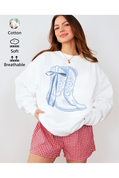 Aether سويت شيرت مطبوع بأكمام طويلة وقصة كبيرة الحجم