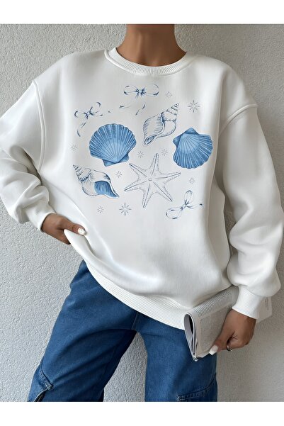 Jose Clothing سويت شيرت مطبوع بأكمام طويلة وقصة كبيرة الحجم