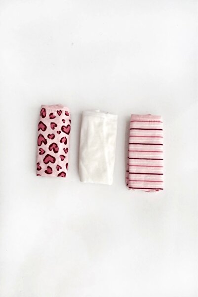 Gece İncisi Βαμβακερό σλιπ 3 τεμαχίων με σχέδια καρδιές και γραμμές