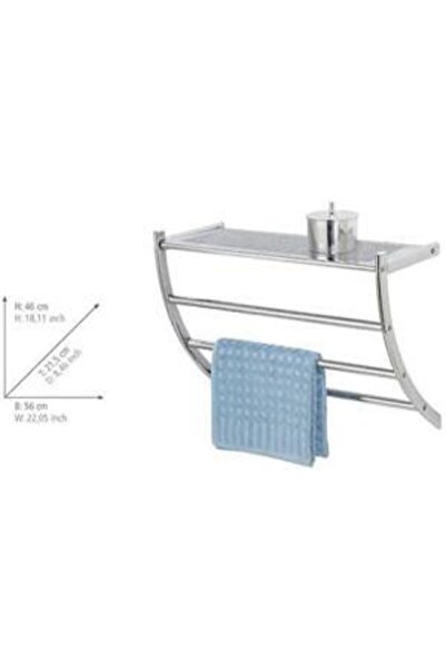Wenko Duvar Askısı, Havlu Askısı Ve Rafı, Çelik, 56 X 46 X 21,5 Cm, Krom