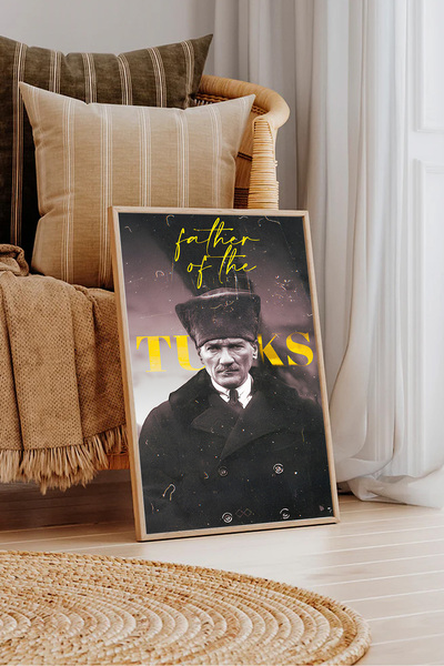 Dekorsiahome One Piece Wooden Framed Ataturk Painting Tk1610