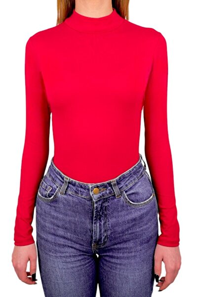 LUAN Helanca Dama tip Maleta, cu Guler, Slimfit, Rosu