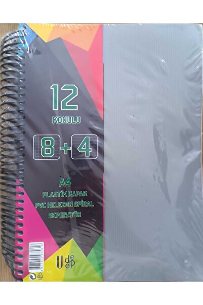 U-DEEP A4 Büyük Boy 300 Yaprak Ayraçlı Spiralli Plastik Kapaklı 8 Kareli + 4 ...