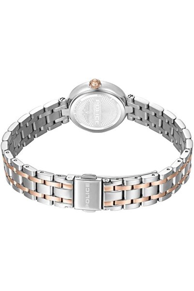 Police Denali Women's 36mm Two-Tone Watch with Silver Sunray Dial, Roman Markers & 316L Stainless St