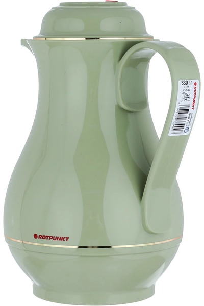 Rotpont ترمس، 1 لتر، وعاء داخلي زجاجي، غلاف خارجي بلاستيكي - أخضر
