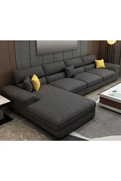 HoMeY furniture Homey Furniture Living Room Corner Sofa 300 x 200 cm, Grey (Right Corner)