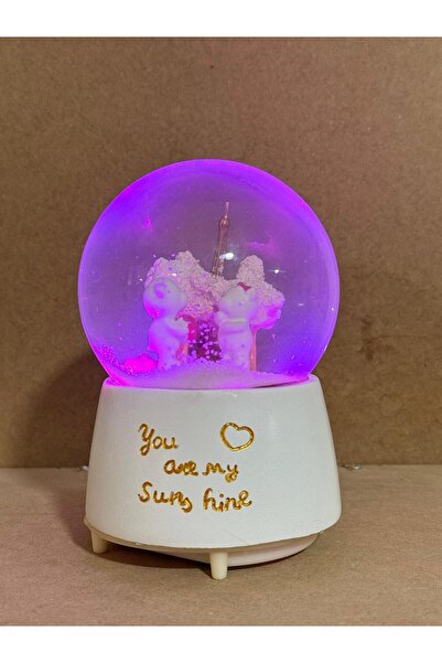 PerottiHome Büyük boy ışıklı ve müzikli ayıcık temalı cam kar küresi