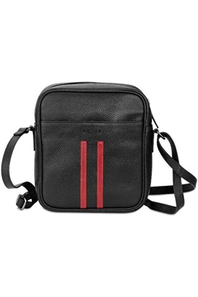 Police Horipip Black And Red X-Body Leather Bag for Men