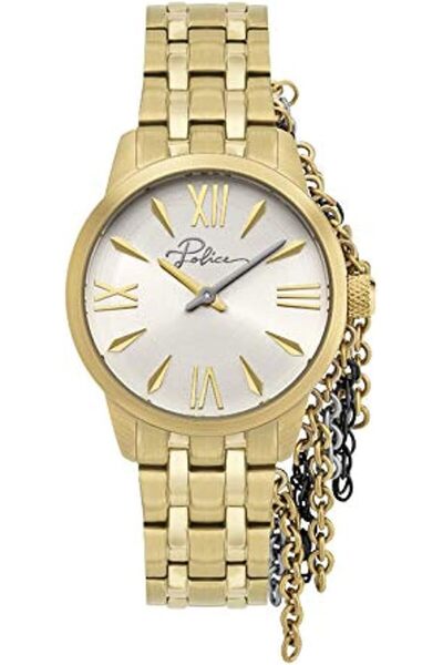 Police Vantaa Women's Analogue Quartz Watch with Silver Dial and Gold Plated Stainless Steel Bracele