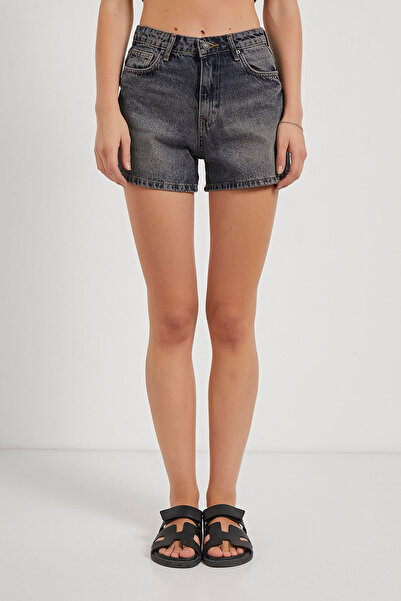 Arma Life Kadın Yüksek Bel Yazlık Basic Füme Mini Kot Şort