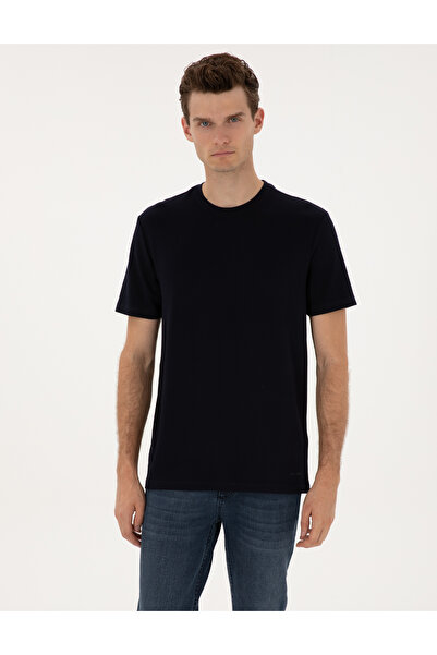 Pierre Cardin Lacivert Regular Fit Kalın Dokulu Bisiklet Yaka Basic Tişört 50...