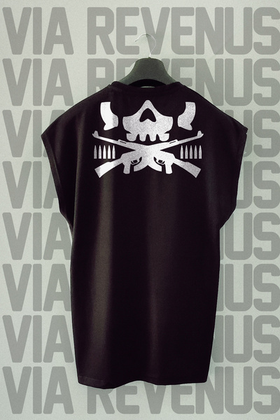 Vordevia Ak47 Logo Back Printed Zero Sleeve Crew Neck Sports Tshirt