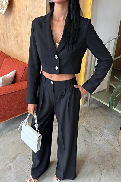 Genel Markalar Garry Palazzo Pantolon Klasik Takım -SİYAH